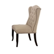 Bega 7pc Counter-Height Table Set- 6 Tufted Nailhead Chairs- Black Wood