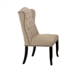 Bega 7pc Counter-Height Table Set- 6 Tufted Nailhead Chairs- Black Wood