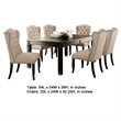 Bega 7pc Counter-Height Table Set- 6 Tufted Nailhead Chairs- Black Wood