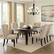 Bega 7pc Counter-Height Table Set- 6 Tufted Nailhead Chairs- Black Wood