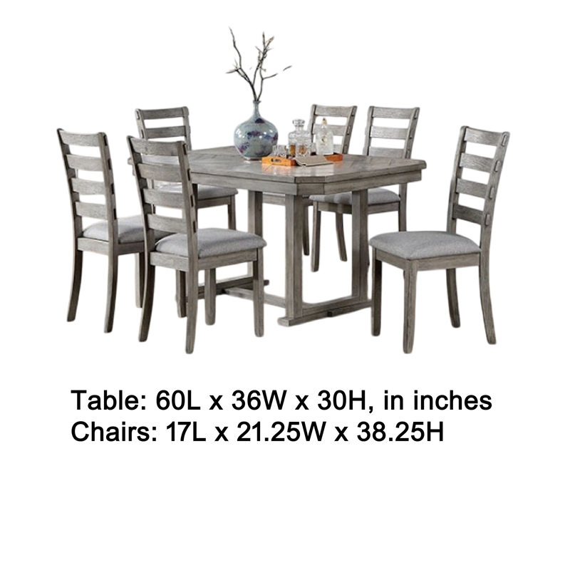 Lais 7pc Dining Table Set with 6 Ladderback Chairs- Rustic Gray
