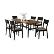 Riera 7pc Dining Table Set with Planked Top- 6 Faux Leather Chairs