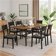 Riera 7pc Dining Table Set with Planked Top- 6 Faux Leather Chairs