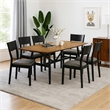 Riera 7pc Dining Table Set with Planked Top- 6 Faux Leather Chairs