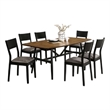 Riera 7pc Dining Table Set with Planked Top- 6 Faux Leather Chairs