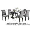Fredy 7pc Dining Table Set- Dual Pedestal Base- 6 Beige Fabric Chairs