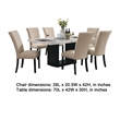 Ronda 7pc Dining Table Set with Marble Top- Beige Fabric Chairs- White