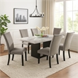 Ronda 7pc Dining Table Set with Marble Top- Gray Fabric Chairs- White