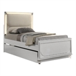 Dima Full Size Bed with Pull Out Trundle and LED Headboard- Pearl White