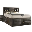 Simo 4pc Queen Bedroom Set w Bookcase Headboard w Drawers- Gray