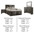 Simo 4pc Queen Bedroom Set w Bookcase Headboard w Drawers- Gray