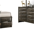 Simo 5pc Queen Bedroom Set w Bookcase Headboard- 2 Nightstands- Gray