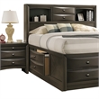 Simo 5pc Queen Bedroom Set w Bookcase Headboard- 2 Nightstands- Gray