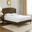 Roxy Queen Bed with Mid-Century Modern Design- Walnut Brown Okume
