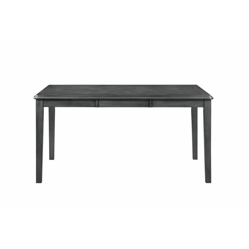 Leslee Dining Table- 78-102 Inch Extendable Gray Top- White Marble Inlay