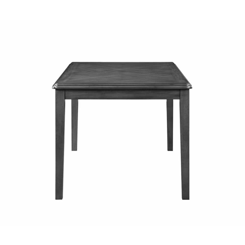Leslee Dining Table- 78-102 Inch Extendable Gray Top- White Marble Inlay