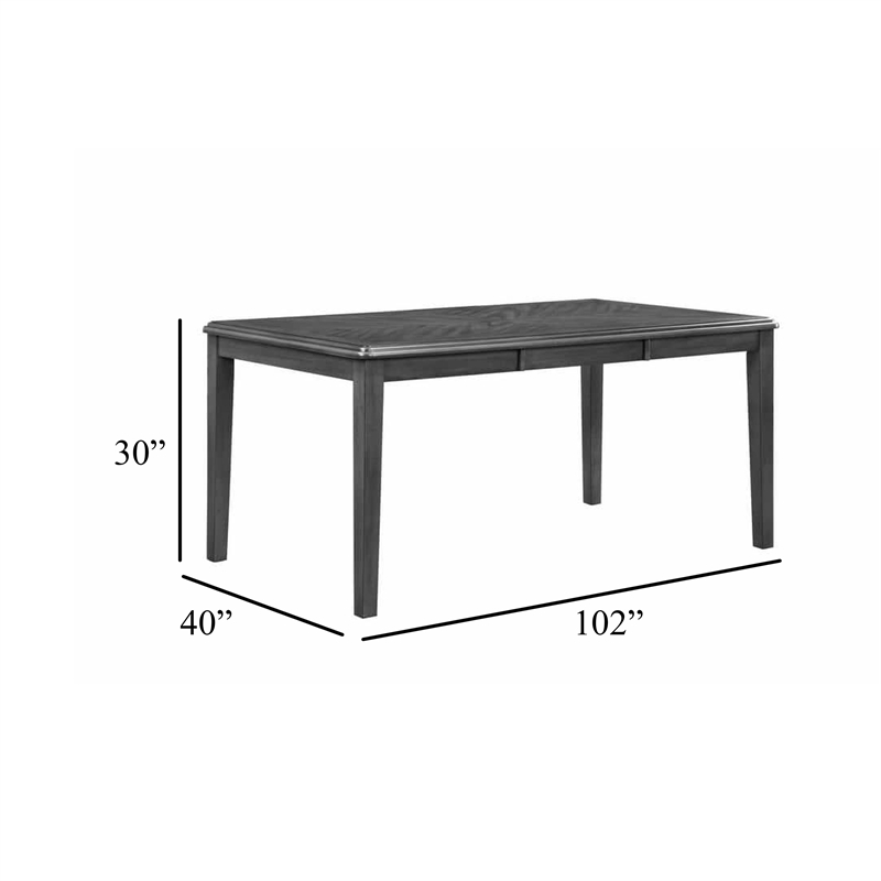 Leslee Dining Table- 78-102 Inch Extendable Gray Top- White Marble Inlay