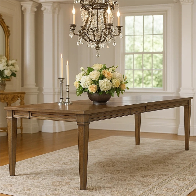 Henry Dining Table- 78-96 Inch Extendable Leaf- Vintage Mocha Brown