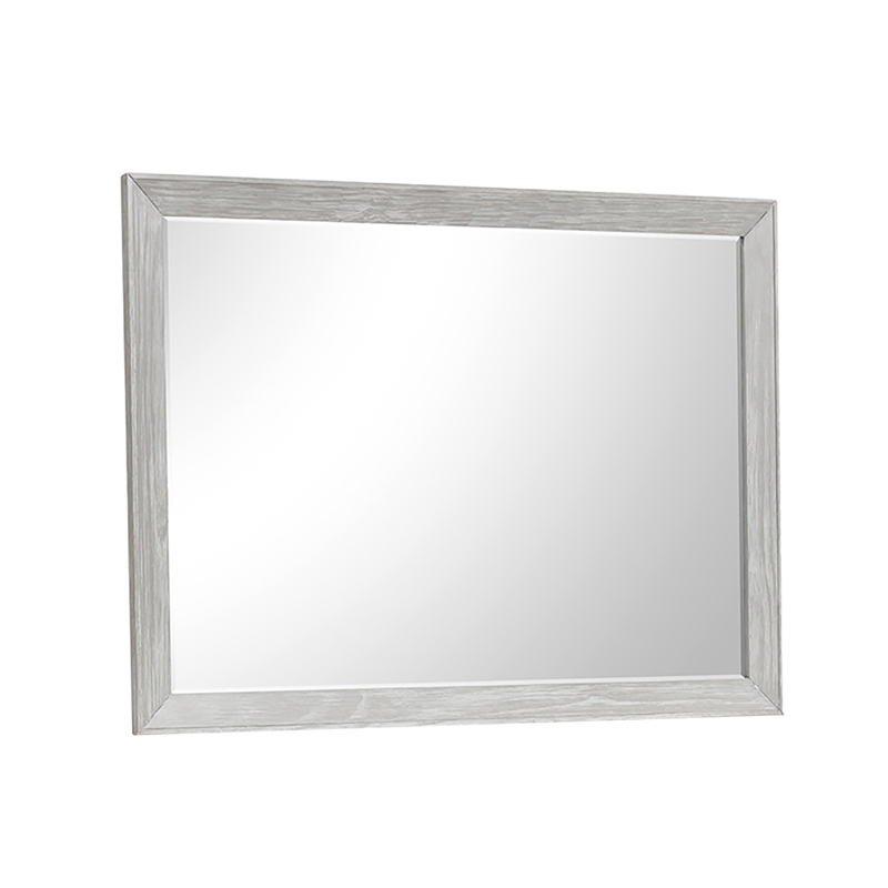 Ion Dresser Mirror- Picture Frame Molding- Mist Gray Solid Acacia Wood