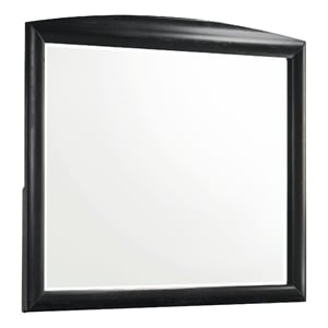 Sevy Dresser Mirror- Curved Top- Onyx Black Solid Rubberwood- 41x46