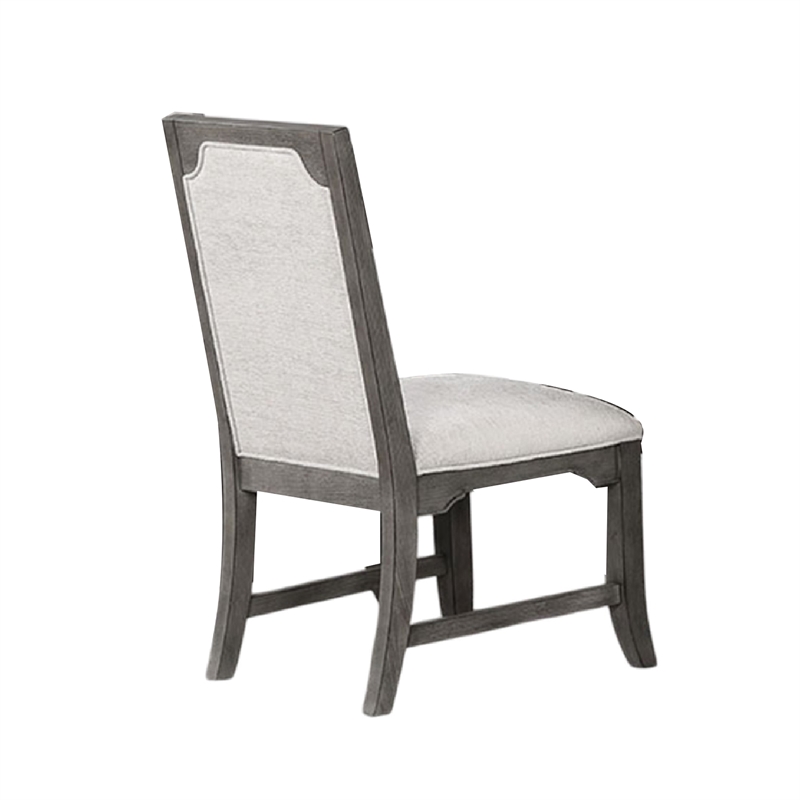 Leslee Dining Side Chair Set of 2- Gray Polyester- Sculpted Tall Back