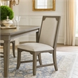Leslee Dining Side Chair Set of 2- Gray Polyester- Sculpted Tall Back