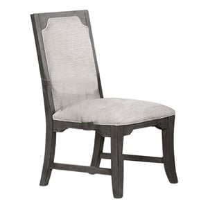 Leslee Dining Side Chair Set of 2- Gray Polyester- Sculpted Tall Back