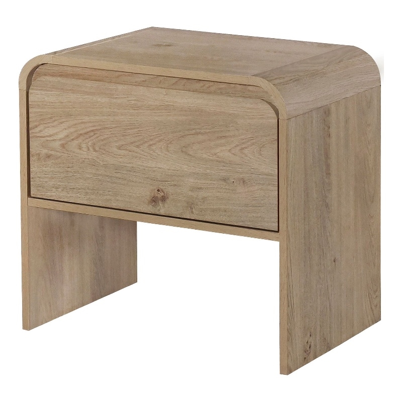 Maria Bedside Table Nightstand- 2 Drawers- Natural Beige Waterfall Edges