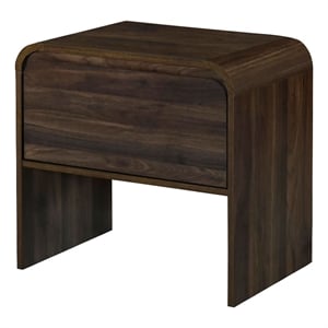 Maria Bedside End Table- 2 Drawers- Walnut Brown Waterfall Edges