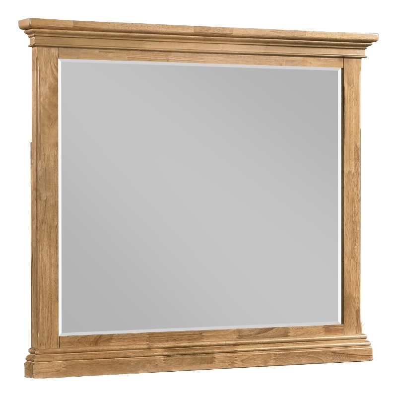 Seny Dresser Mirror- Crown Molding- Honey Brown Rubberwood- 33x48
