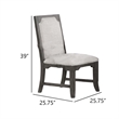 Leslee Dining Armchair Set of 2- Gray Polyester- Sculpted Tall Back