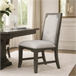 Leslee Dining Armchair Set of 2- Gray Polyester- Sculpted Tall Back