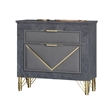 Semy Nightstand- 2 Gold Accented Drawers- Gray Marble Laminate