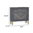 Semy Nightstand- 2 Gold Accented Drawers- Gray Marble Laminate