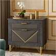 Semy Nightstand- 2 Gold Accented Drawers- Gray Marble Laminate