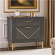 Semy Nightstand- 2 Gold Accented Drawers- Gray Marble Laminate