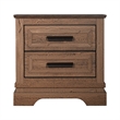 Covy Nightstand- 2 Drawers w Bar Handles- Bracket Feet- Natural Brown