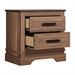 Covy Nightstand- 2 Drawers w Bar Handles- Bracket Feet- Natural Brown