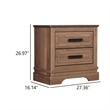 Covy Nightstand- 2 Drawers w Bar Handles- Bracket Feet- Natural Brown