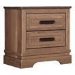 Covy Nightstand- 2 Drawers w Bar Handles- Bracket Feet- Natural Brown