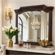 Lynda Dresser Mirror- 44 Inch Low Distortion- Walnut Brown Crown Molding