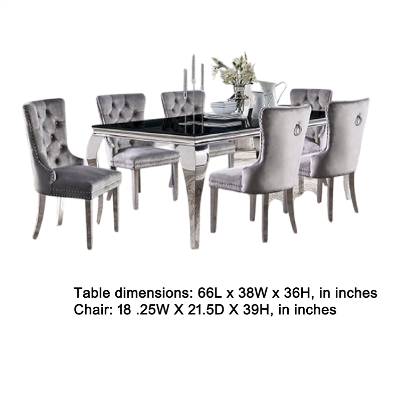 Rico 7pc Counter Height Table Set with 6 Padded Fabric Chairs- Gray