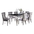 Rico 7pc Counter Height Table Set with 6 Padded Fabric Chairs- Gray