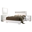 Aman 4pc Queen Bedroom Set- LED Headboard with Shelf- White Wood