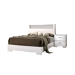 Aman 4pc Queen Bedroom Set- LED Headboard with Shelf- White Wood