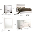 Aman 4pc Queen Bedroom Set- LED Headboard with Shelf- White Wood