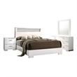 Aman 4pc Queen Bedroom Set- LED Headboard with Shelf- White Wood