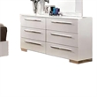 Gely 5pc Queen Bedroom Set- 2 Nightstands- Button Tufted- LED- Glossy White
