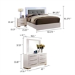 Gely 5pc Queen Bedroom Set- 2 Nightstands- Button Tufted- LED- Glossy White