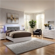 Gely 5pc Queen Bedroom Set- 2 Nightstands- Button Tufted- LED- Glossy White
